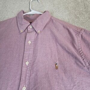 Ralph Lauren Mens XL Classic‎ Fit Oxford Shirt Mauve Pink Short Sleeve Button